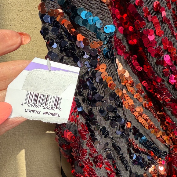 Julia Jordan Rainbow Sequin Stripe Fit & Flare Cocktail Dress - Picture 5 of 10